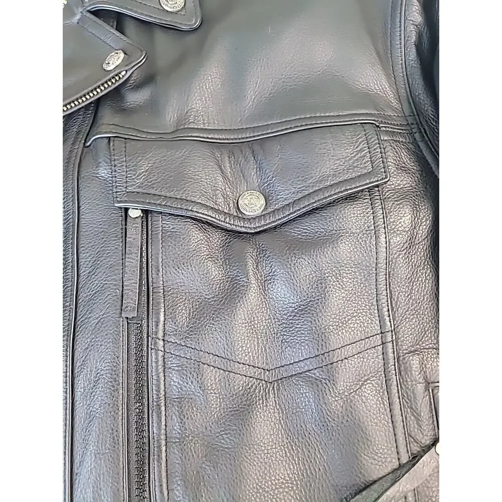 VTG Y2K Harley Davidson Black Leather Jacket 3XL Biker Motorcyle USA American